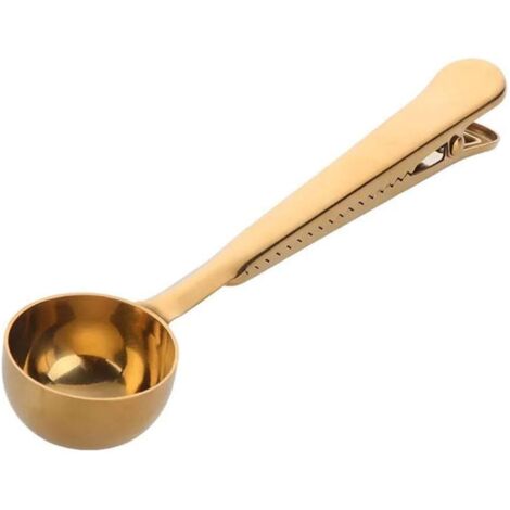 Cuillère à café en acier inoxydable avec clip, cuillère à café 2 en 1 avec long manche