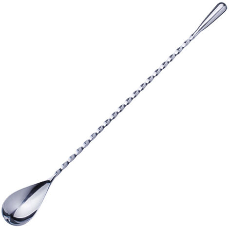 Cuillère à Cocktail en Acier Inoxydable Cuillère de Bar à Long Manche Cuillères à Mélanger Motif en Spirale Agitateurs à Cocktail Professionnelles 30cm 2 Pièces (Argent)
