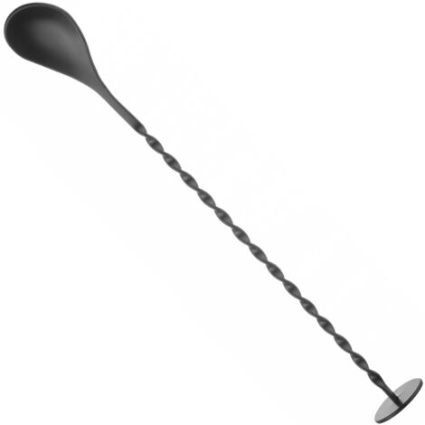 Cuillère à cocktail longue avec pilon 280 x 35 mm - noire