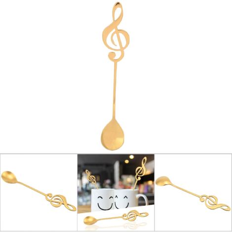 Cuillère à Dessert en Acier Inoxydable avec Note de Musique pour Café (Dorée)
