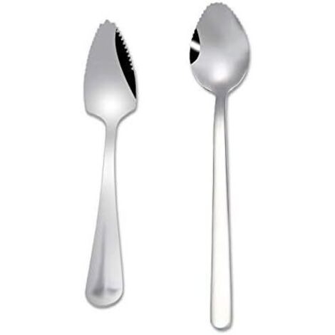 Cuillère à Fruits Cuillère à Pamplemousse Cuillère à Dessert en Acier Inoxydable cuillère à Dessert racloir Bord dentelé 2 pièces