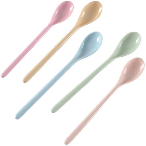 Cuillère À Mélanger Longue - Mélanine - 18,3 cm - Pour Café Thé Glacé Crème Glacée Cocktail Chocolat Chaud - Lot De 5