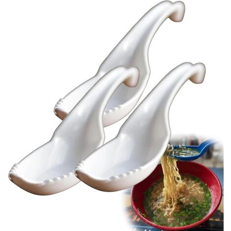 Cuillère à ramen Terminator, Flair Gifts, cuillère peu commune, cuillère à soupe ramen 2 en 1 avec fourchette, alias Noodle Snatcher (blanche (3 pièces))