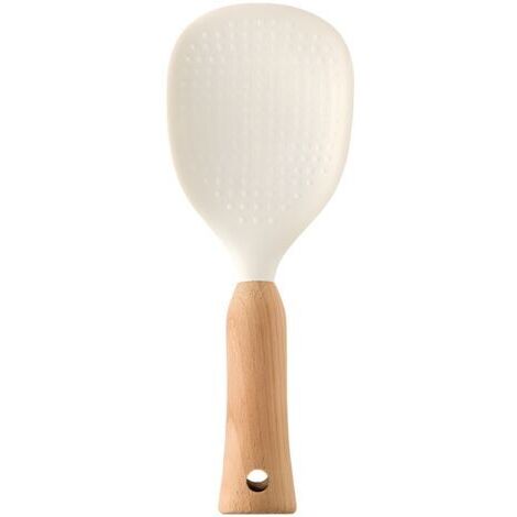 Cuillère à riz en silicone, cuillère à riz verticale en silicone, cuillère à riz antiadhésive, cuillère à riz, cuillère à riz pouvant contenir une cuillère en bois de hêtre