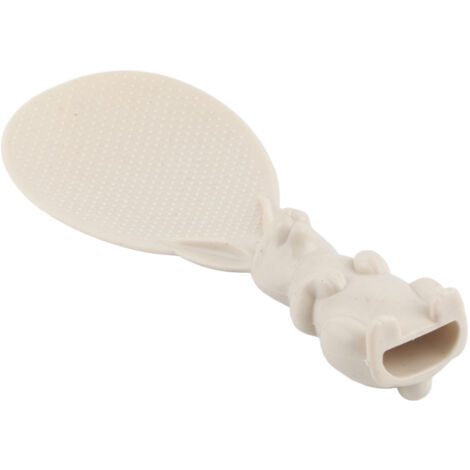 Cuillère à Riz Lapin Mignon Anti-Adhésive avec Support 3D pour Cuiseur à Riz (Beige)