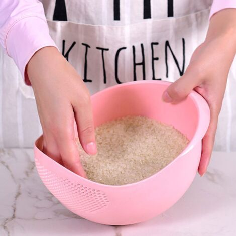 Cuillère à riz, panier à riz (rose), panier d'égouttage, plastique