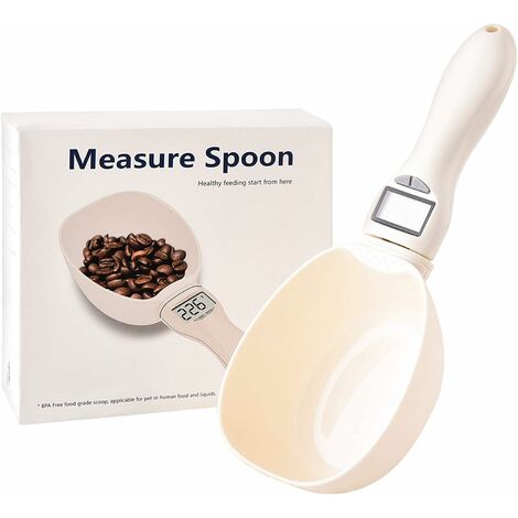 Cuillère Balance Digitale Grand, Cuillere Mesure Electronique avec Écran LCD Jusqu'à 800g, Balance de Cuisine Precision Pelle Alimentaire, Mesurer Croquettes pour Chiens Chats
