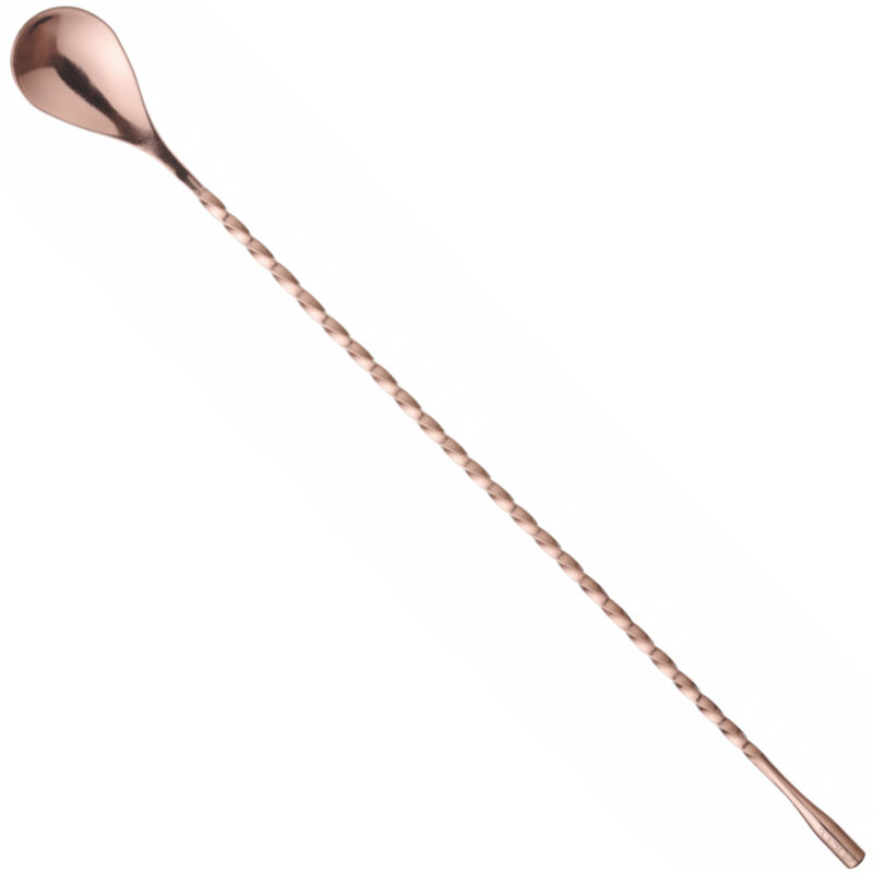 Cuillère de barman pour boissons et cocktails, longue 385 x 35 mm - cuivre