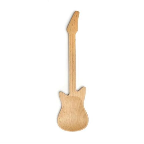 Cuillère de cuisine - Kikkerland - Bois de hêtre - Design rock'n'roll - 14,5x8,9 cm