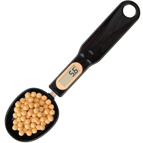 Cuillère Doseuse à Graduation, 0,1g - 500g, écran LCD, 4 unités de pesage, Balance Alimentaire Multifonctions de Cuisine, Convient aux poudres, particules minuscules la médecine, Les haricots (Noir)