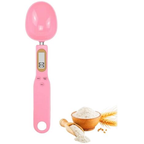 Cuillère Doseuse à Graduation, 0,1g - 500g, écran LCD, 4 unités de pesage, Balance Alimentaire Multifonctions de Cuisine, Convient aux poudres, particules minuscules la médecine, Les haricots (Rose)