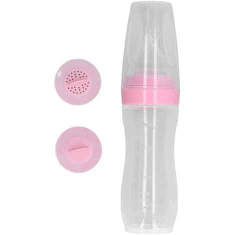 Cuillère Doseuse Bébé Alimentaire en Silicone de Qualité Alimentaire Rose pour Massage des Gencives et Alimentation par Compression