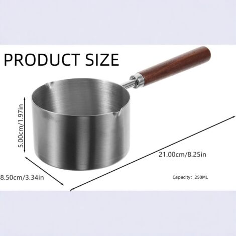 Cuillère doseuse en acier inoxydable 304 avec manche en bois, tasse de style occidental, bassine à huile à long manche, tasse à sauce, tasse doseuse pour sauce à steak, assaisonnement