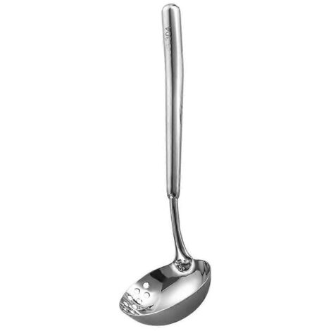 Cuillère écumoire multifonction en acier inoxydable 304, avec manche long, pour cuisson, filtration et égouttage des pâtes, légumes et fritures.
