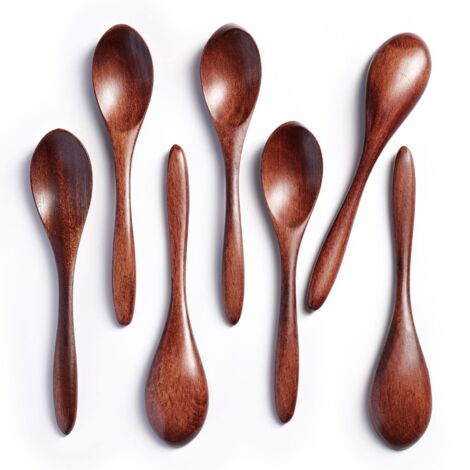 Cuillère En Bois - 7 Pièces - 14,7 cm - Pour Miel Café Thé Épices - Lot De Cuillères En Bois Naturel