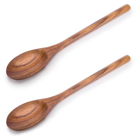 Cuillère En Bois - Cuillère De Cuisine En Acacia Naturel - 30 Cm - Pour Casseroles Antiadhésives - Lot De 2