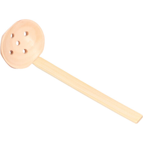 Cuillère en Bois pour Fondue et Soupe, Long Manche et Perforations, Ustensile de Cuisine Écologique