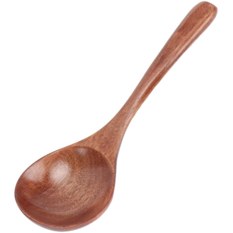 Cuillère en Bois Style Japonais, Cuillère à Soupe Ronde Artisanale pour Cuisine, Mélange et Décoration de Table