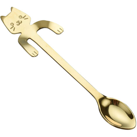 Cuillère en inox doré en forme de chat