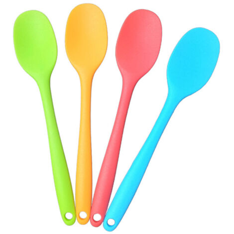 Cuillère En Silicone - 4 Pièces - 27,7 cm - Résistant À La Chaleur Jusqu'à 230 °C - Pour Cuisiner, Mélanger, Badigeonner Et Servir