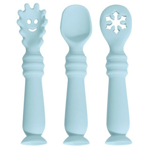 Cuillère en Silicone pour Bébé,3pcs Cuillères Bébé Apprentissage Ustensile D'apprentissage Adapté à Dentition Première Étape Recommandé par Les Experts Sevrage-HARRY