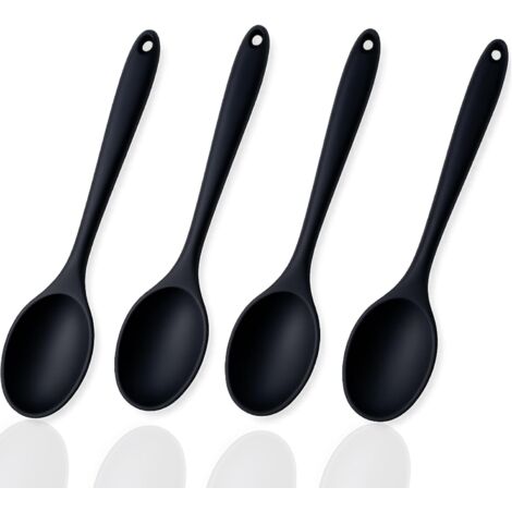 Cuillère Silicone - Lot de 4 - 20cm - Noir - Anti-adhésif - Cuisine et - Cuillère Silicone - Lot de 4 - 20cm - Noir - Anti-adhésif - Cuisine et
