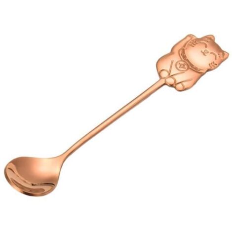 Cuillère,Cuillère à mélanger à café de dessin animé, chat porte bonheur mignon en acier inoxydable 304 cuillère à Dessert - Type 6