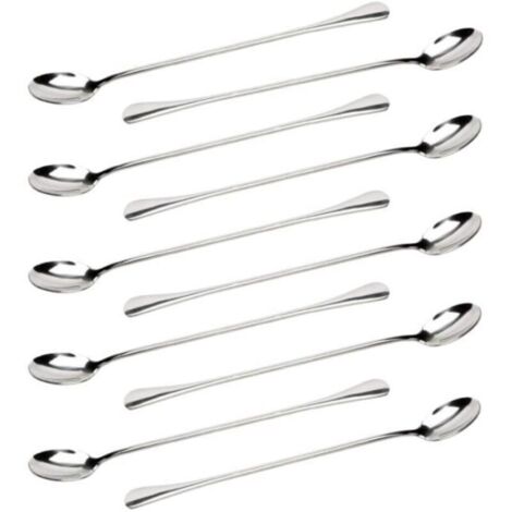 Cuillères à café - Acier Inoxydable - Lot de 10 - Long Manche - Résistantes - Compatibles Lave-Vaisselle