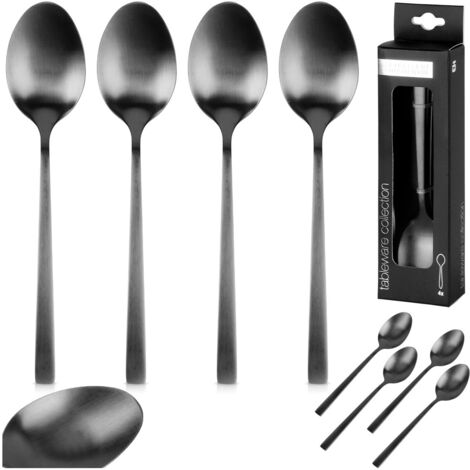 Cuillères à café, ensemble de couverts, satin noir, 4 pièces, EXCELLENT HOUSEWARE 139770