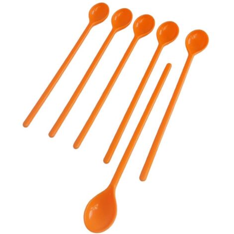 Cuillères à latte allongées en plastique, lot de 6, orange