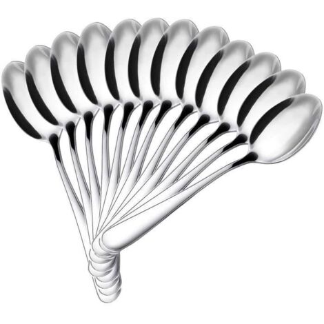 Cuillères à soupe - Inox - Lot de 10 - 18.5X4.4cm - Résistantes - Lavables au lave-vaisselle