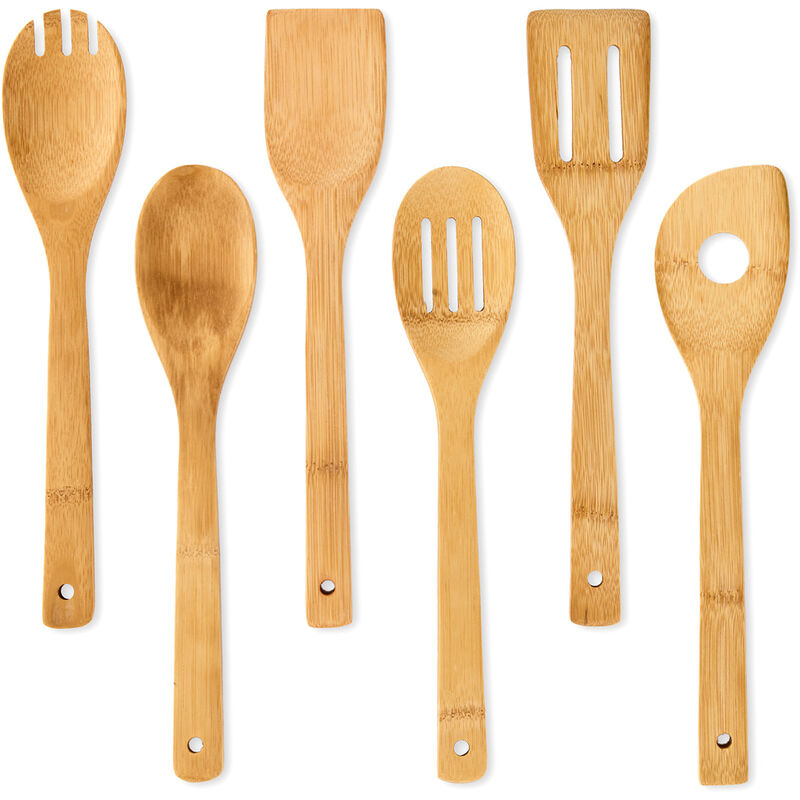 Klarstein - Cuillères de cuisine et spatule bambuswald - set de 6 - en bambou