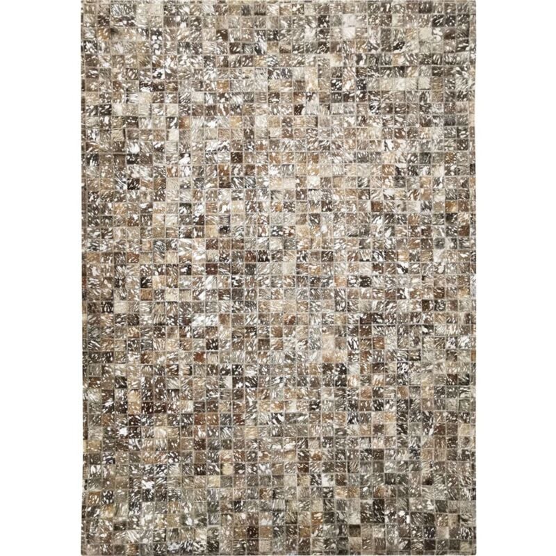 Cuir extra silver - Tapis en cuir recyclé éclats argentés marron 120x170