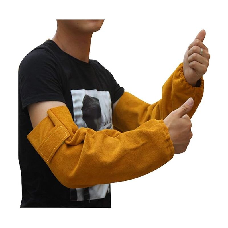 Cuir résistant à la chaleur de soudure Bras manches Manchette élastique de sécurité travail Spark protection résistante aux bras de protection