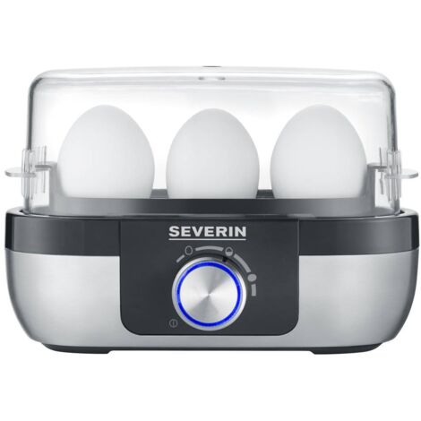 Cuiseur à œufs 3163 – Sans BPA avec verre doseur – Pique-œuf en acier inoxydable – Capacité 3 œufs – Couvercle amovible transparent – Severin
