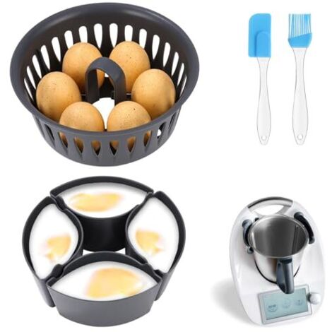 Cuiseur à Œufs et Moule à Œufs Pochés, Accessoire compatible pour Thermomix TM6, TM7, TM31, Sans BPA, Pour 4 Oeufs Pochés & 6 Œufs Cuits en Coquille, Ustensile de Cuisine Multifonction pour Brunch