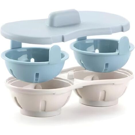 Cuiseur à œufs pour micro-ondes, moule à œufs sans BPA, cuiseur à œufs, cuiseur vapeur pour œufs au micro-ondes, tasse à double paroi en polypropylène avec couvercle.