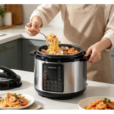 Cuiseur à pression électrique intelligent 1000W, grande capacité 6 L, cuisson haute pression multifonction, cuisson automatique pour ragoûts et plats variés, pratique et performant pour usage domestiq