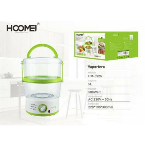 Cuiseur Vapeur à 2 Niveaux Capacité 2 X 2,5 Litres Minuterie 60 Minutes 500 W Viande Légumes