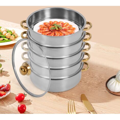 Cuiseur vapeur à 5 niveaux pour casserole 26 cm Cuiseur vapeur biologique Cuiseur vapeur en acier inoxydable pour casserole Cuiseur vapeur pour légumes / pommes de terre Acier inoxydable