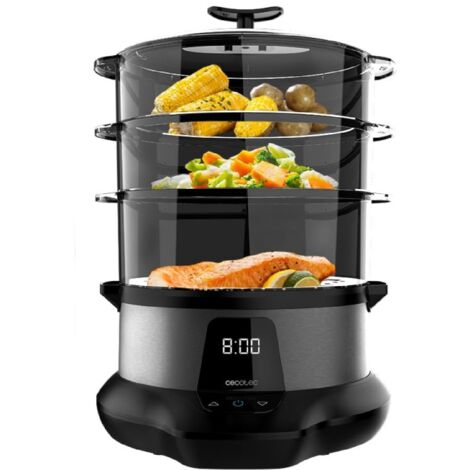Cuiseur vapeur électrique dede 1000 W, with 3 récipients, bol à riz de 1L et temps réglable.