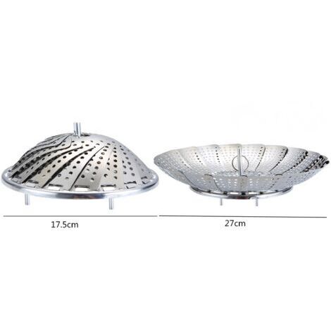 Cuiseur vapeur pliable en acier inoxydable, panier vapeur, panier de rangement multifonctionnel, grand égouttoir rétractable en forme de lotus (version renforcée)