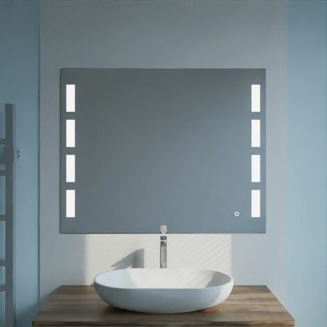 Cuisibane – Miroir lumineux de salle de bain 100x80 cm – Antibuée avec interrupteur sensitif – Éclairage 1000 lumens 6000 K – Norme IP44