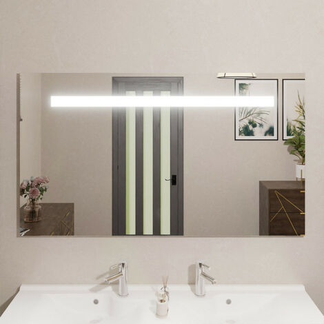 Cuisibane – Miroir lumineux de salle de bain 140x80 cm – Éclairage LED 1200 lumens – Lumière blanche 6000k – Système d'accroche sur suspentes