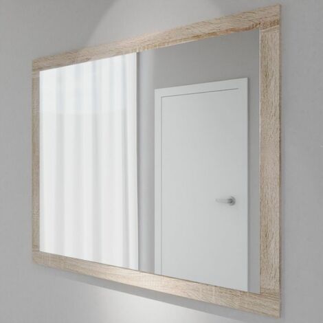 Cuisibane – Miroir sur pied 140x109 cm – Cadre décoratif bois chêne cambrian – Installation facile avec découpe arrière – Garantie 2 ans