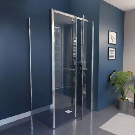 Cuisibane – Paroi de douche PMR en angle – Double porte pivotante 120 x 80 cm – Verre trempé anticalcaire – Accès sans seuil