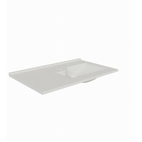 Cuisibane – Plan vasque déportée à droite 90 cm – Résine de synthèse blanc – Dimensions L 90 cm x P 55 cm – Compatible PMR
