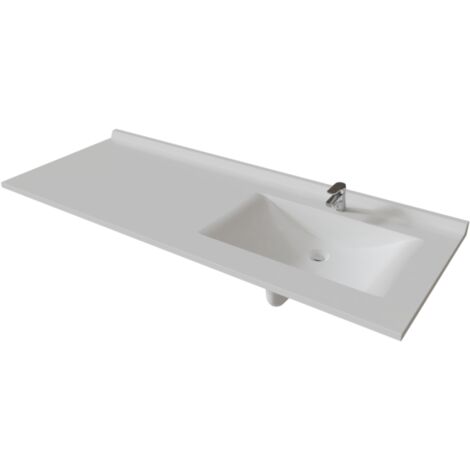 Cuisibane – Plan vasque rectangulaire 151 cm – Vasque déportée à droite – Épaisseur 2 cm – Conception en résine synthétique – Fabrication européenne