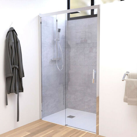 Cuisibane – Porte de douche coulissante 120 cm – Verre securit 6 mm traité anticalcaire – Hauteur 190 cm – Installation simplifiée
