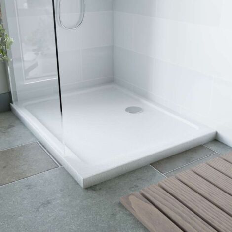 Cuisibane – Receveur de douche 100x80 cm – Acrylique renforcé – Épaisseur 5 cm – Surface antidérapante imitation ardoise – Blanc satiné